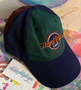 Vtg Hard Rock Cafe Save The Planet Houston Texas Hat Cap Snapback Color Block
