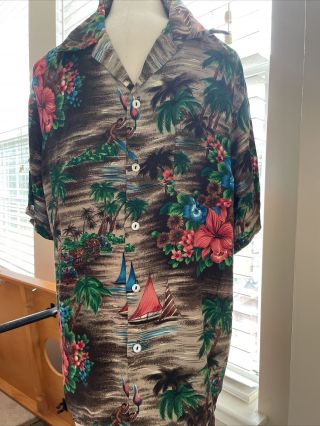 Vintage Men’s Aloha Hawaiian Shirt Made In Hawaii Xl Rayon