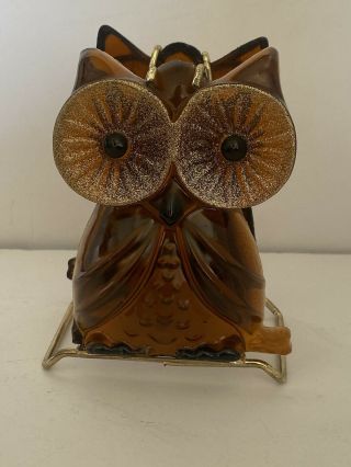 Vintage Owl Napkin Holder Acrylic Lucite Resin - Brown