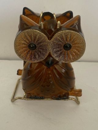Vintage Owl Napkin Holder Acrylic Lucite Resin - Brown 3