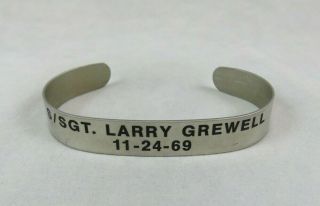 Vtg Viva - Vietnam Pow Mia Bracelet - S / Sgt.  Larry Grewell 11 - 24 - 69