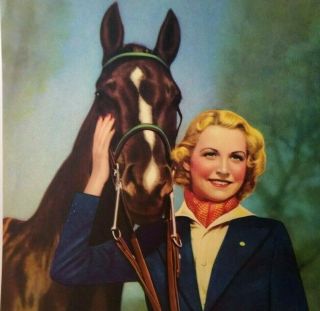 Lovely Lady Horse Art Print Vintage 1940 