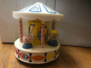Vintage Fisher Price Wooden Little People Cars,  Set Merry Go Round/carousel