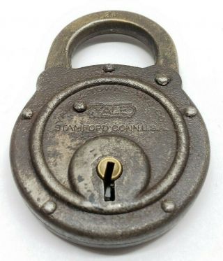 Vintage Yale & Towne Stamford Brand Padlock,  No Key,  Antique,  Locksmith