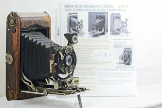 Vintage Kodak No.  3a Autographic Special Model B Folding Camera 1914 - 16