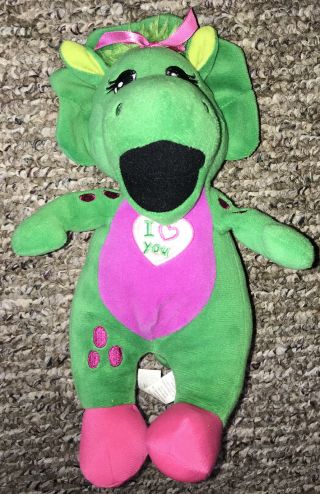 Fisher Price Baby Bop Sings I Love You Barney Plush 11 " Stuffed Animal Green