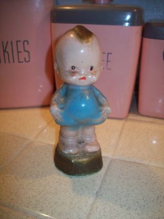 Vtg 40s 50s Chalk Ware Boy Kewpie Doll Carnival Give Away Large 6 " Chalkware