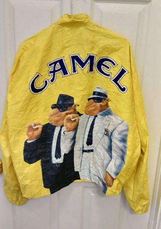 Vintage Joe Camel Cigarettes Yellow Tyvek Zip Up Windbreaker Jacket Xl 44 - 46