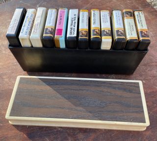 Vintage 8 Track Tape Storage Case - Holds 12 Tapes - Plastic - W/lid