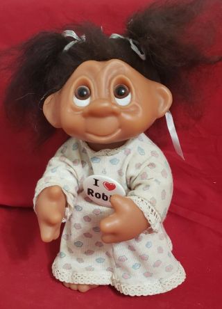 Vintage 1977 Thomas Dam Troll Doll Made In Denmark 604 Brown Hair 8 1/2 " Tall