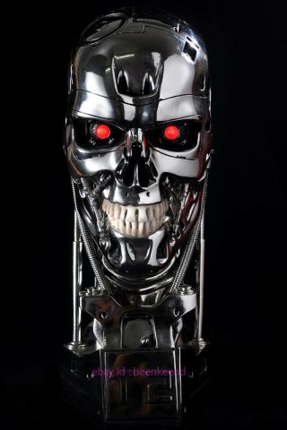 Perfect Terminator Arnold T2 T800 Endoskeleton Skull Resin Statue Bust Led Stock