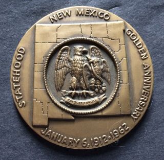 Vintage Bronze Commemorative Medal Mexico Golden Anniversary,  2 1//2 " W.