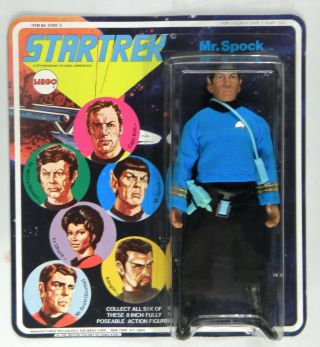 Vintage 1974 Mego Star Trek Mr.  Spock 6 Image Front Blue Name Rare Moc