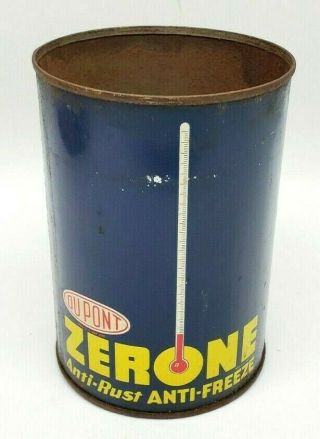 Vintage Dupont Zerone Anti - Rust Anti - Freeze Advertising 1 Quart Tin Can Empty