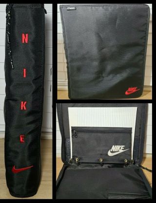 Vtg 1995 Nike Mead 3 - Ring Binder Trapper Keeper Portfolio Embroidered Black/red