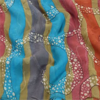 Sanskriti Vintage Sarees Pure Georgette Silk Printed Sari Decor 5Yd Craft Fabric 2