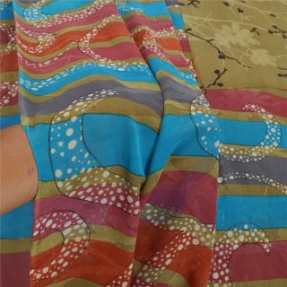 Sanskriti Vintage Sarees Pure Georgette Silk Printed Sari Decor 5Yd Craft Fabric 3