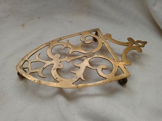 Victorian Solid Brass Trivet Kettle Pan Stand 19th Century Antique Vintage