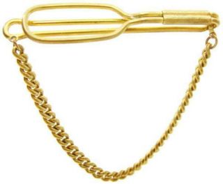 Men Tie Bar W Chain Gold Tone Slide Dress Suit Shirt Clip Necktie Clasp Vintage