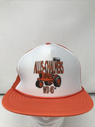 Vintage Allis Chalmers Tractor Trucker Snapback Hat Wd 45 Mesh