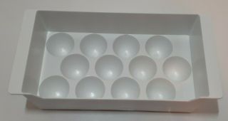 Vintage Refrigerator Egg Storage Tray Bin Holder Container Holds 12 Eggs White