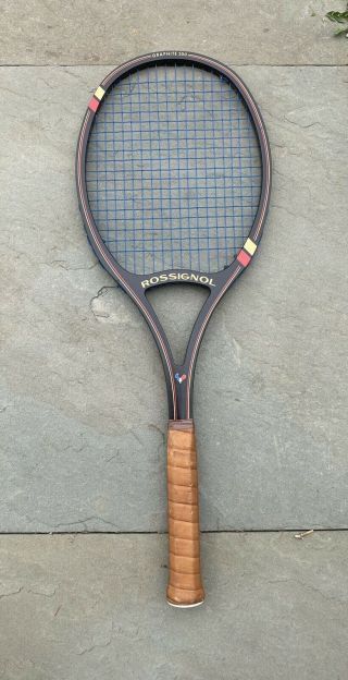 Vintage Rossignol Graphite200 L 4 1/2 Wood Tennis Racket Made In Usa Read - Rare