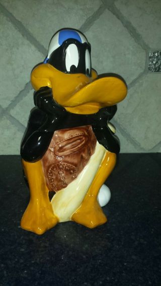 Vintage Looney Tunes Cookie Jar - Daffy Duck W/baseball Bat,  Glove,  Hat 1993