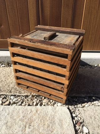 Antique Wooden Egg Carrier Crate Vintage Wood Slat Box Primitive Country Farm