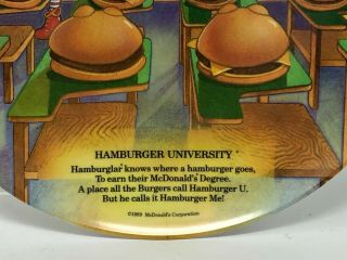 Vintage 1989 Ronald McDonald ' s Hamburger University Plate McDonaldland Degree 3