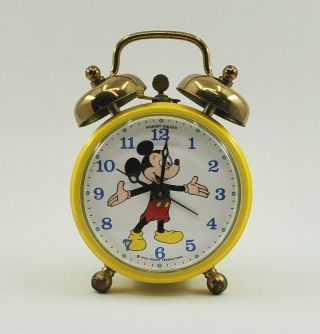 Vintage 1969 Walt Disney Mickey Mouse Phinney - Walker Germany Wind - Up Alarm Clock