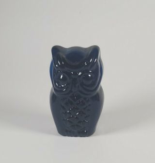 Vintage Viking Glass Owl Paperweight,  Cobalt Blue,  Art Glass,  Solid Glass Owl