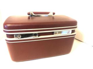 Vintage Samsonite Profile Maroon Travel Train Makeup Case / Luggage No Key