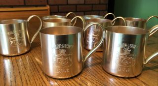 Smirnoff Moscow Mule Mugs Copper Cocktail Barware Cups Set Of 8 Vintage Stunning