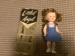 Vintage Littlest Angel Hard Plastic Doll.  10.  5”,  Sleep Eyes,  Walker/ Joint Knees