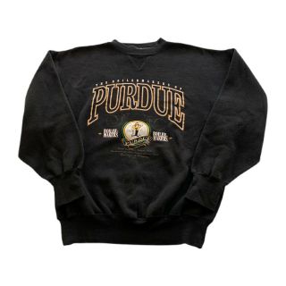 Vtg 90s Purdue Boilermakers Pete Black Logo Embroidered Ncaa Sweatshirt Large
