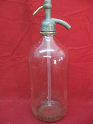 Antique Vintage Clear Bar Drink Seltzer Bottle Syfo Water Company Etched 2