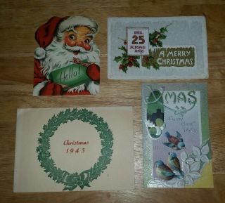 4 Vintage Christmas Postcards Greeting Cards Sangamon Early To Mid 1900 