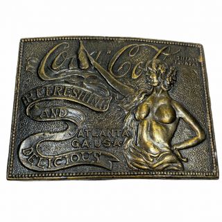 Vintage Coca - Cola Nude Lady Tiffany Foundry Atlanta Ga Solid Brass Belt Buckle