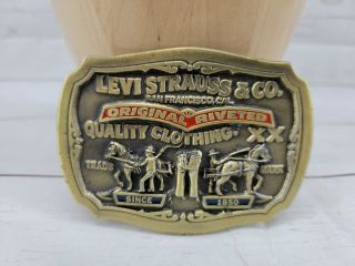 Belt Buckle Levi Strauss Limited Edition Brass Two Horse Brand