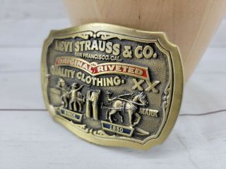 Belt Buckle Levi Strauss Limited Edition Brass Two Horse Brand 3