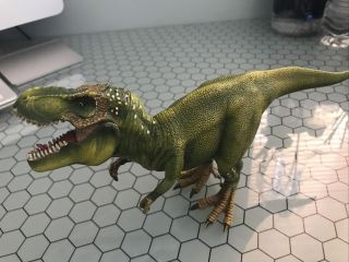 Schleich Dinosaur Green Skin Tyrannosaurus Rex Toy Model Figure Movable Jaw