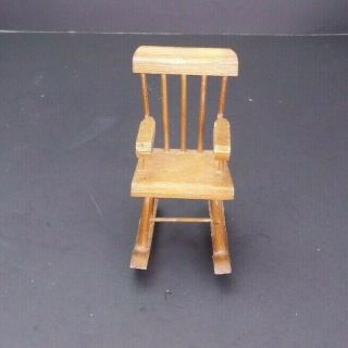 Vtg Doll House Furniture Wooden Rocking Chair 3.  5 "