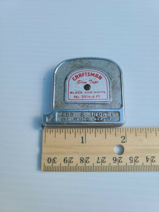Vintage Craftsman Slim Pocket Red & Silver Tape Measure 6ft.  No.  3914 Usa Made