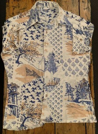 Vintage Made In Usa Wrangler Short Sleeve Button Up Mens Size M Rare