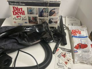 Vtg Black Royal Dirt Devil Hand Vac Vacuum Model 513 Bagless W/ Accessories,