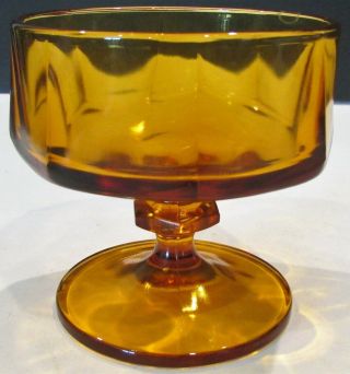 Set Of (6) Vintage Amber Footed/pedestal Glass Sherbet/dessert Bowls