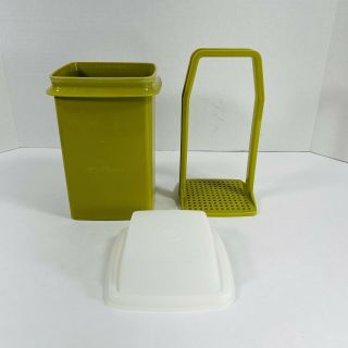Vintage 3 - Pc Tupperware 1330 Sheer Pickle Olive Keeper W/ Green Lid & Tray
