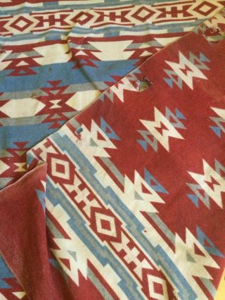Vintage Cotton Camp Blanket Cutter Reversible Red White Blue 58 X 70”