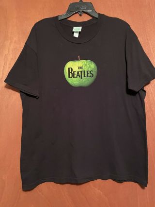 Vtg The Beatles Women T - Shirt Short Sleeve Black Cotton Size Xl 2005 Apple Corps