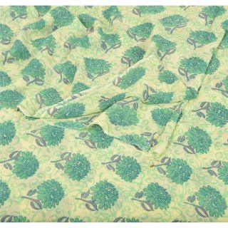 Sanskriti Vintage Green Sarees Blend Georgette Printed Sari 5 Yard Craft Fabric